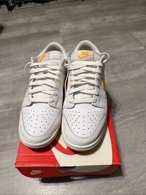 Nike  Dunk White Low-Top Sneakers with Yellow Accents Unisex
